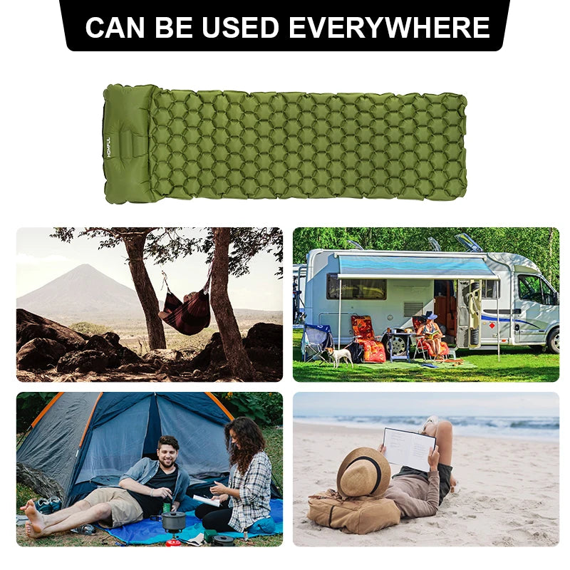 Outdoor Sleeping Pad Camping Inflatable Mattress with Pillows