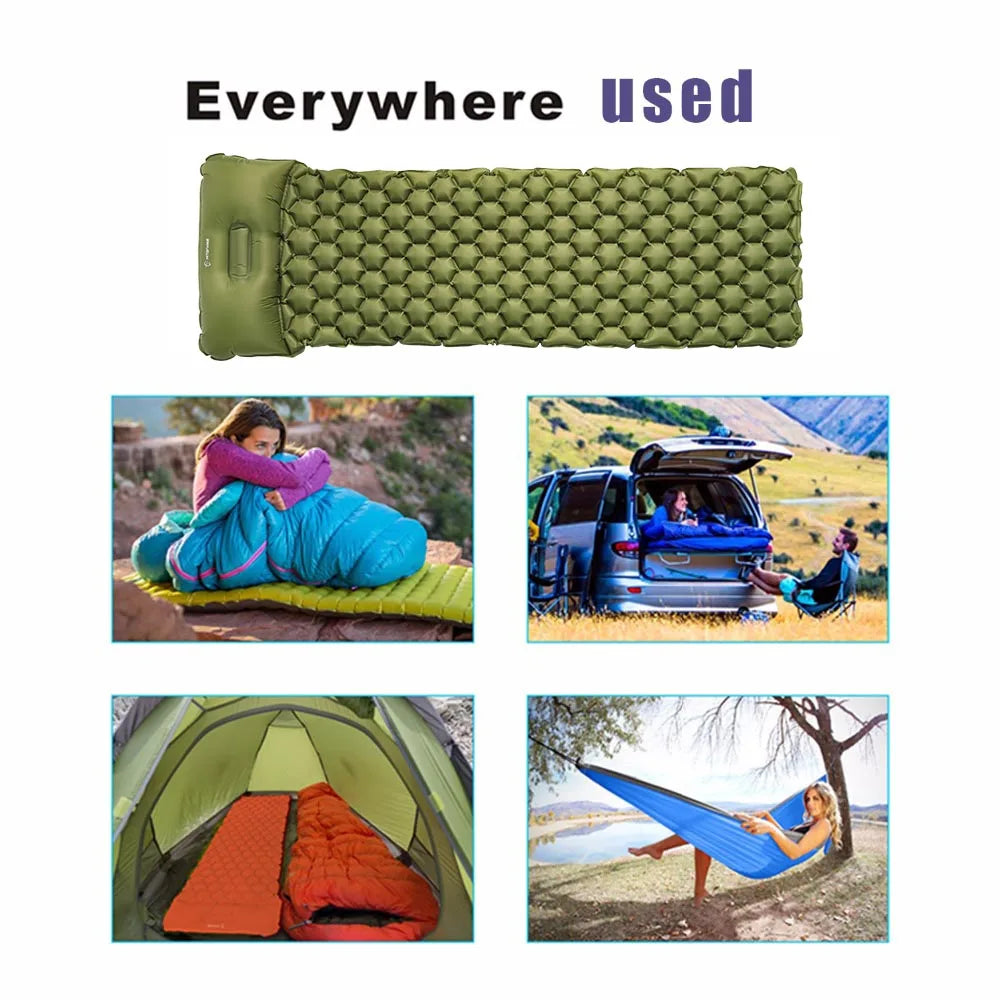 Outdoor Sleeping Pad Camping Inflatable Mattress with Pillows