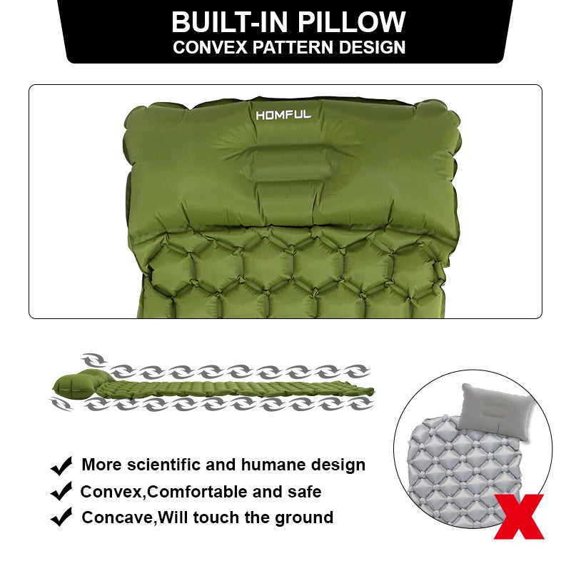 Outdoor Sleeping Pad Camping Inflatable Mattress with Pillows