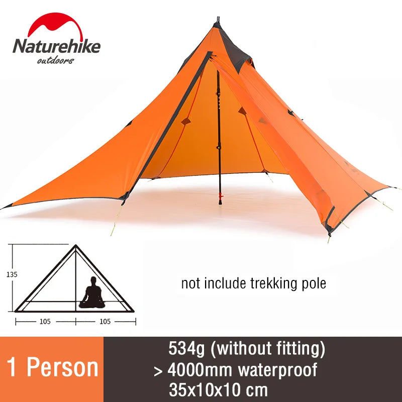 Naturehike Camping Tent Single Outdoor Ultralight Camping Tent 3 Season 20D Silicone Nylon Rodless Tent Waterproof Beach Tent