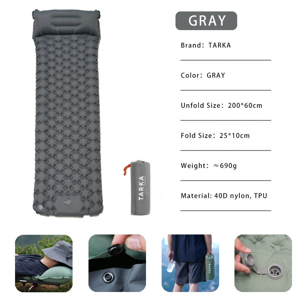 TARKA 2m Lengthen Inflatable Mattress Outdoor Camping Self-Inflating Mats Spliceable Hiking Fishing Sleeping Pad Air Cushion