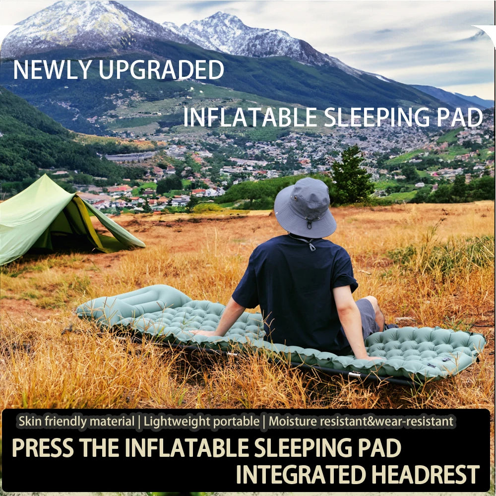 TARKA 2m Lengthen Inflatable Mattress Outdoor Camping Self-Inflating Mats Spliceable Hiking Fishing Sleeping Pad Air Cushion