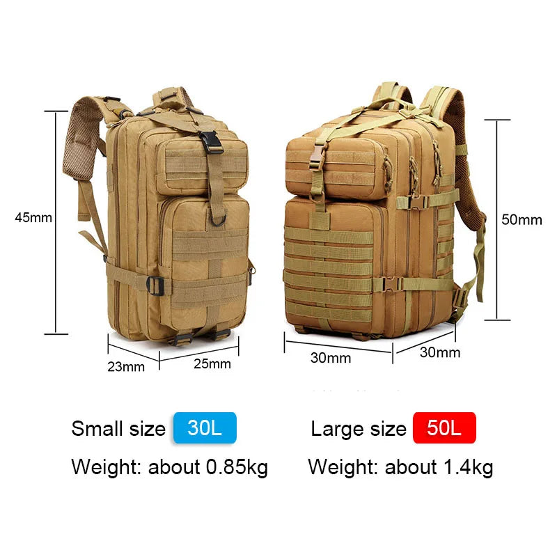 30L–50L Tactical Waterproof Rucksack – Rugged Outdoor Backpack