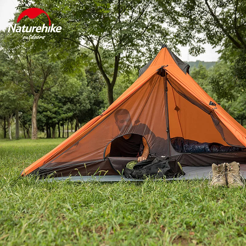 Naturehike Camping Tent Single Outdoor Ultralight Camping Tent 3 Season 20D Silicone Nylon Rodless Tent Waterproof Beach Tent