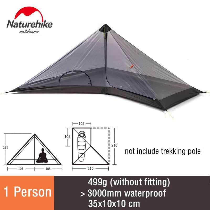 Naturehike Camping Tent Single Outdoor Ultralight Camping Tent 3 Season 20D Silicone Nylon Rodless Tent Waterproof Beach Tent
