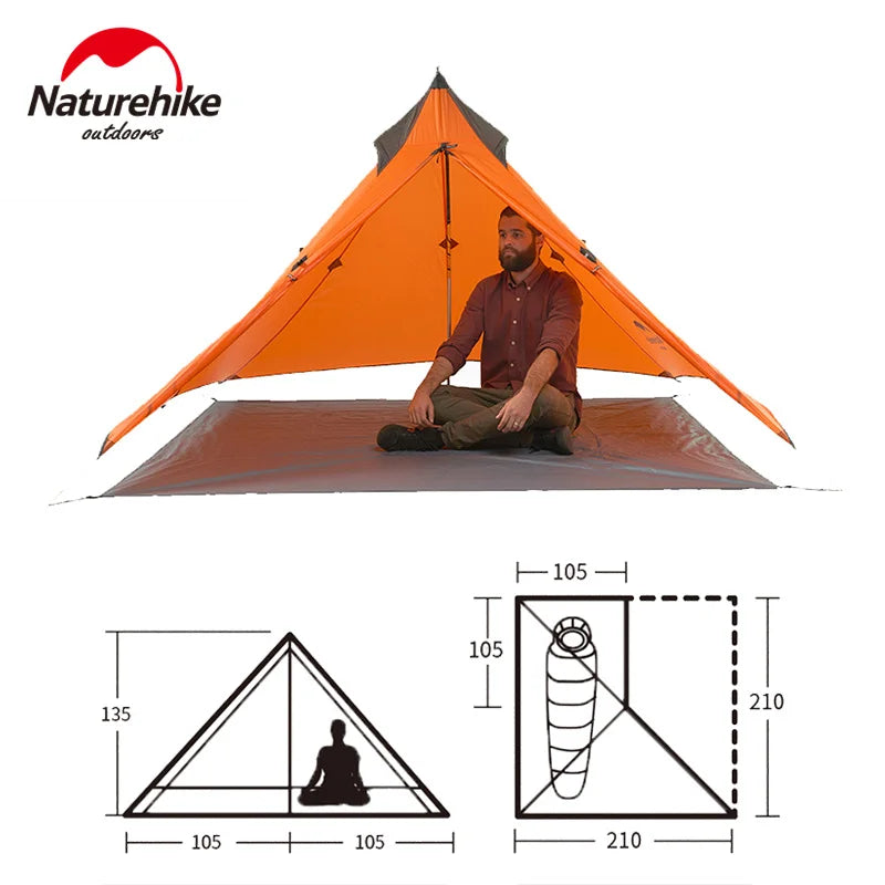Naturehike Camping Tent Single Outdoor Ultralight Camping Tent 3 Season 20D Silicone Nylon Rodless Tent Waterproof Beach Tent