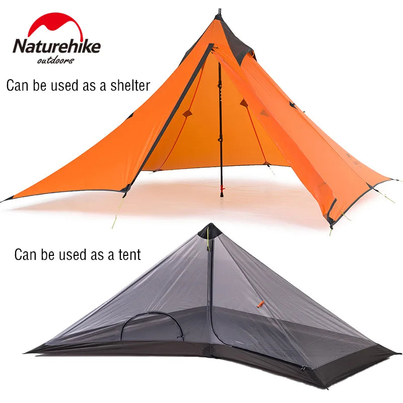 Naturehike Camping Tent Single Outdoor Ultralight Camping Tent 3 Season 20D Silicone Nylon Rodless Tent Waterproof Beach Tent