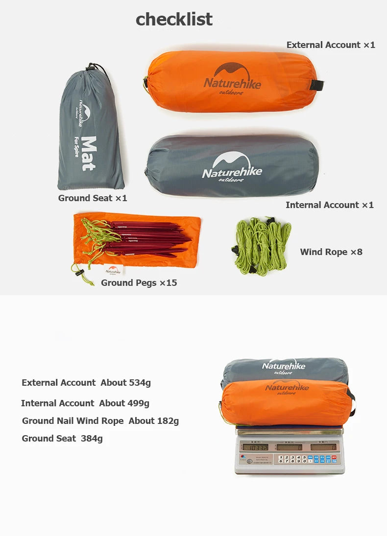 Naturehike Camping Tent Single Outdoor Ultralight Camping Tent 3 Season 20D Silicone Nylon Rodless Tent Waterproof Beach Tent